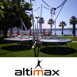 Trampoline Bungy 4 pistes sur Remorque plage